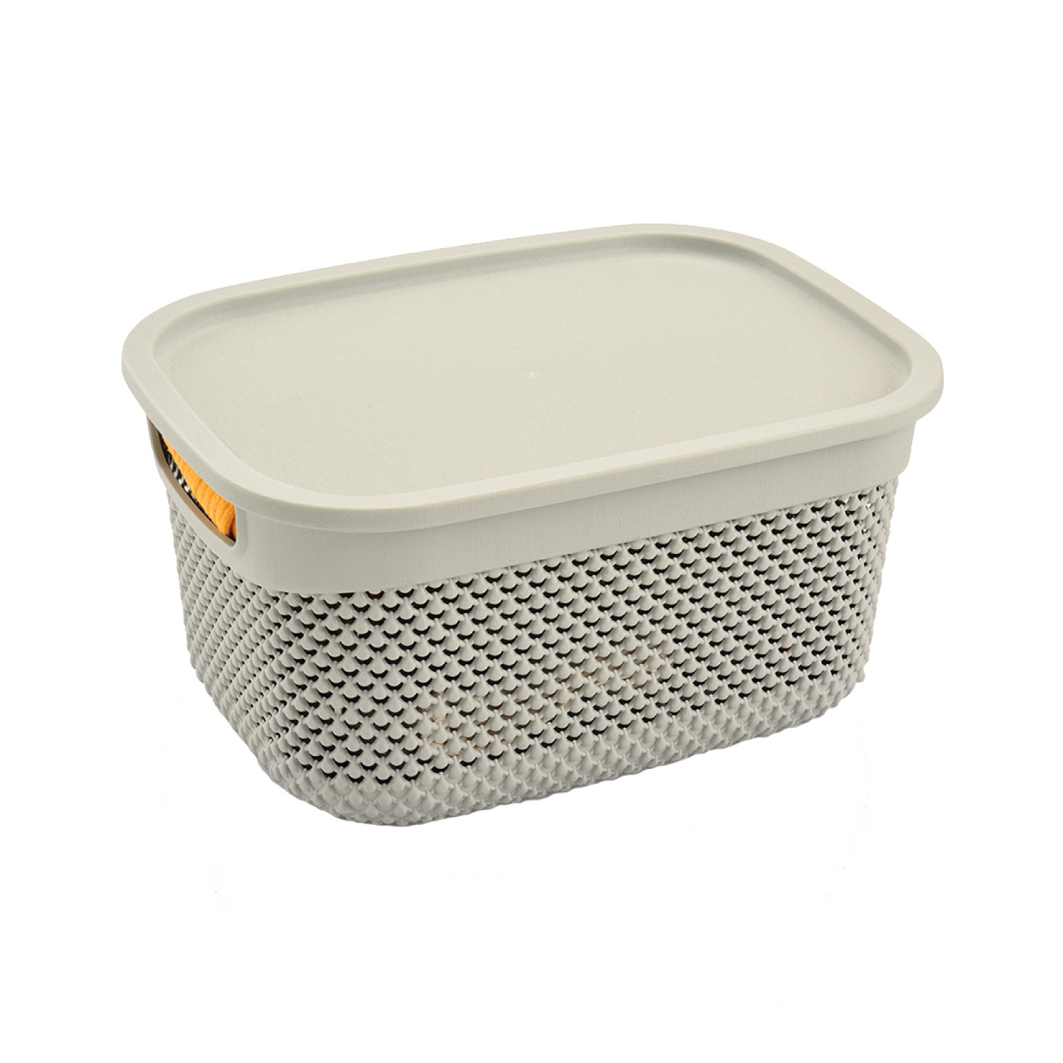 Cesta Mediana Rectangular con Tapa 6,6 Litros 7house Ordenación Baño 1